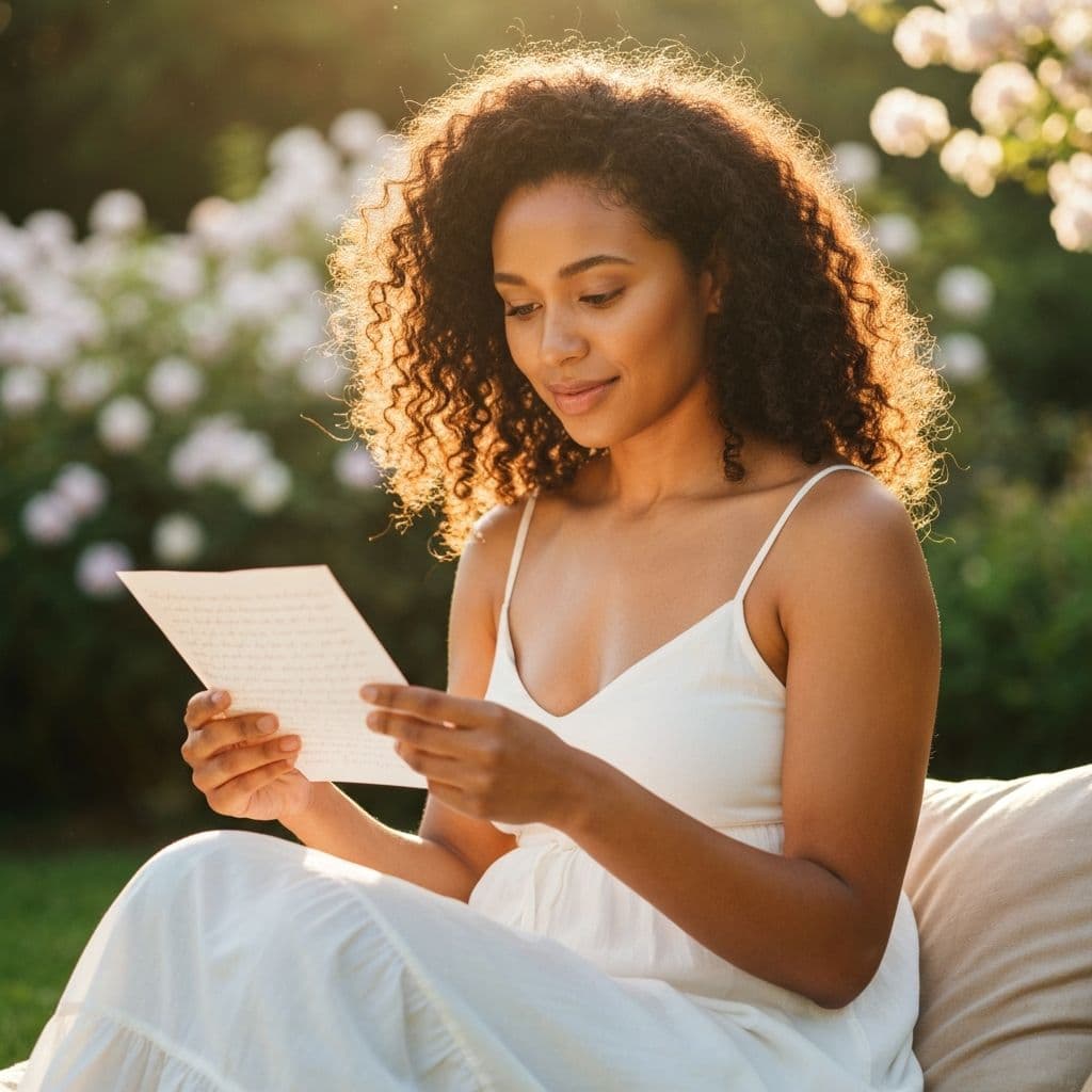 Woman reading a love letter